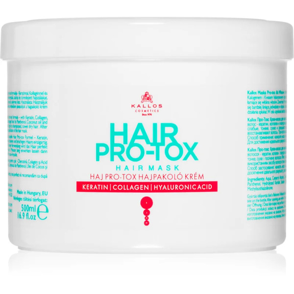  Kallos Hair Pro-tox Mask For Weak And Damaged Hair With Coconut Oil, Hyaluronic Acid And Collagen 500 Ml 