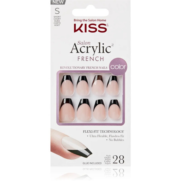  Kiss Acrylic French Color False Nails Flame 28 Pc 