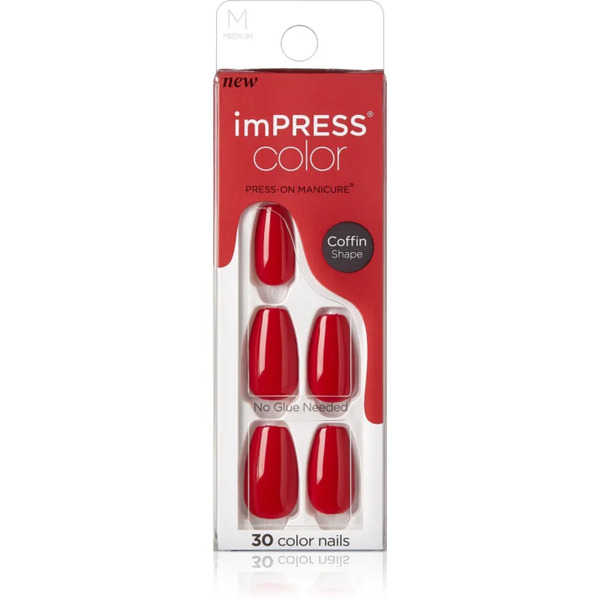  Kiss Impress Color Medium False Nails Reddy Or Not 30 Pc 
