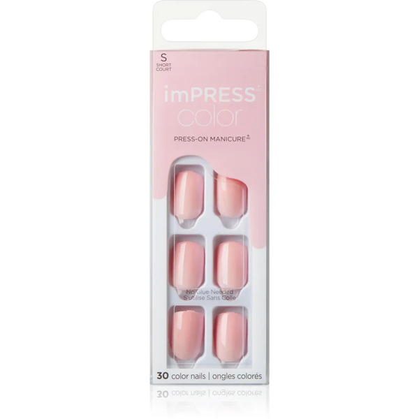  Kiss Impress Color Short False Nails Self-adhesive Pick Me Pink 30 Pc 