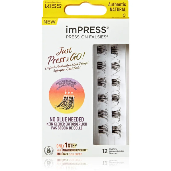  Kiss Impress Just Press & Go ! Knott-free Individual Cluster Lashes Authentic Natural C 12 Pc 