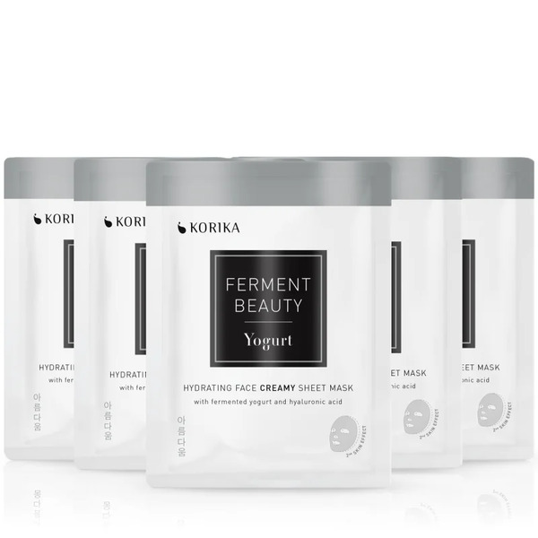  Korika Fermentbeauty Set Of 5 Hydrating Face Sheet Masks With Fermented Yogurt And Hyaluronic Acid Face Mask Set At A Reduced Price 
