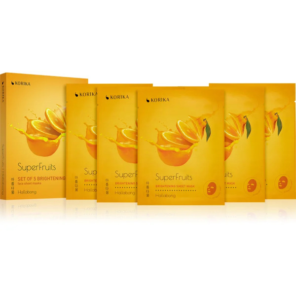  Korika Superfruits Hallabong - Set Of 5 Brightening Face Sheet Masks Face Mask Set At A Reduced Price With A Brightening Effect Hallabong 