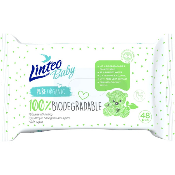  Linteo Baby 100% Biodegradable Gentle Wet Wipes For Babies 48 Pc 