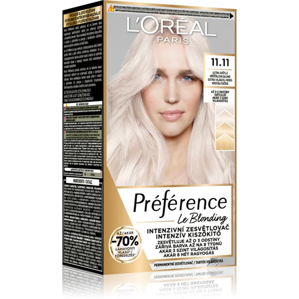  L’oréal Paris Préférence Le Blonding Hair Colour For Lightening Hair Shade 11.11 Ultra-light Cool Crystal Blonde 1 Pc 