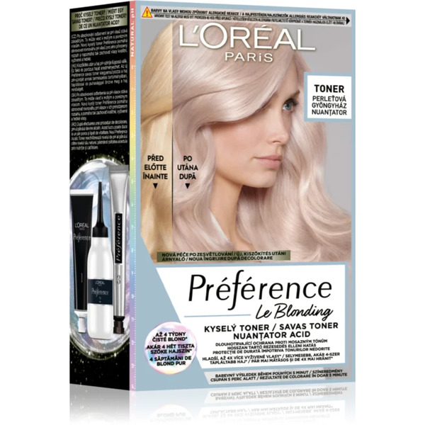  L’oréal Paris Préférence Le Blonding Toner Acidic Toner Neutralising Brass Tones Shade 02 Pearl Blonde 1 Pc 