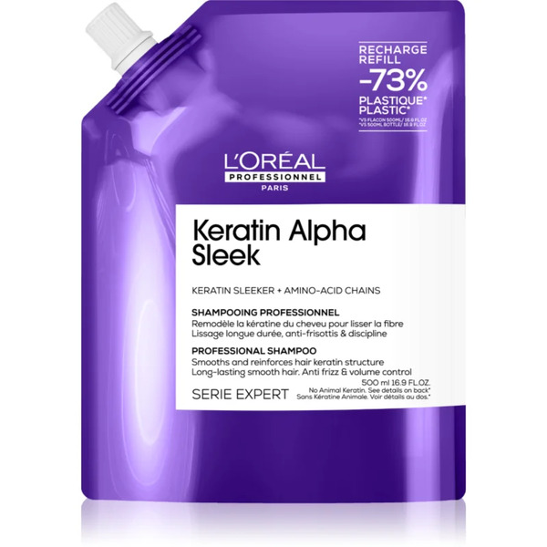  L’oréal Professionnel Serie Expert Keratin Alpha Sleek Shampoo For Smooth-looking Hair Refill 500 Ml 