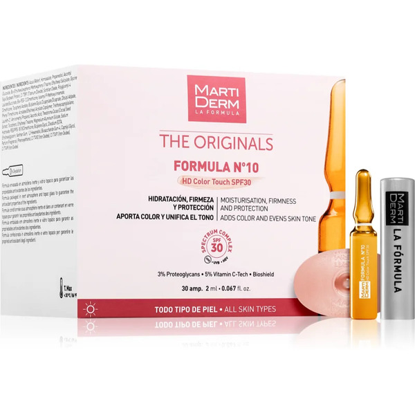  Martiderm The Originals Formula Nº10 Hd Color Touch Moisturising Face Serum With Vitamin C Spf 30 30x2 Ml 