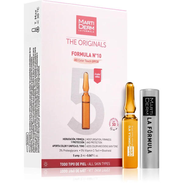  Martiderm The Originals Formula Nº10 Hd Color Touch Moisturising Face Serum With Vitamin C Spf 30 5x2 Ml 