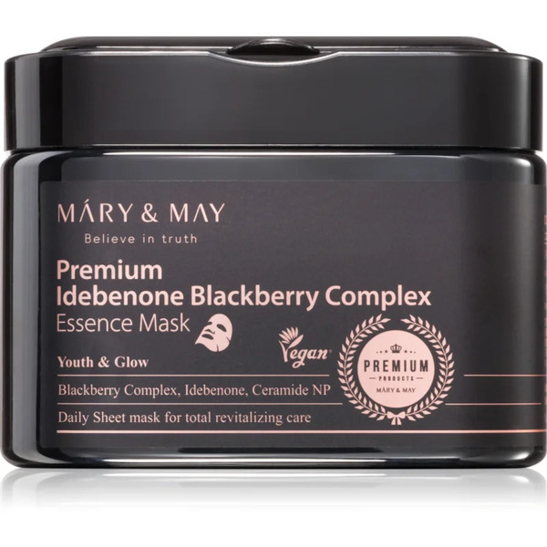  Mary&may Premium Idebenone Blackberry Complex Essence Mask Moisturising Face Sheet Mask With Firming Effect Large Pack 20 Pc 