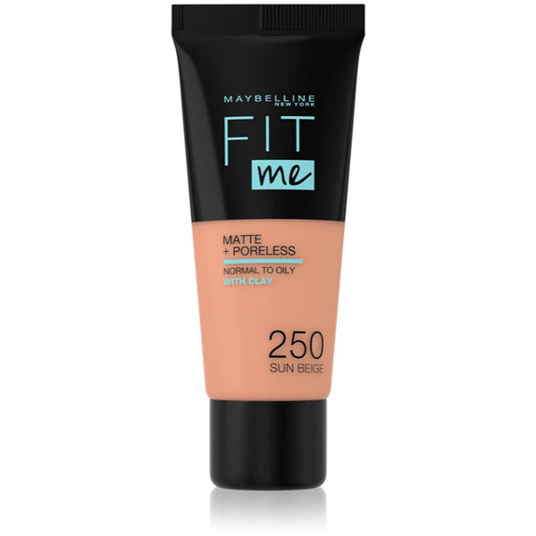 Maybelline New York Fit Me! Matte+poreless Mattifying Foundation For Normal To Oily Skin Shade 250 Sun Beige 30 Ml 