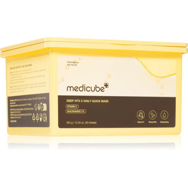  Medicube Deep Vita C Daily Quick Mask Moisturising Face Sheet Mask To Even Out Skin Tone Large Pack 30 Pc 