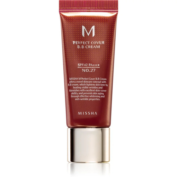  Missha M Perfect Cover Bb Cream With Very High Sun Protection Small Pack Shade No. 27 Honey Beige Spf 42/pa+++ 20 Ml 