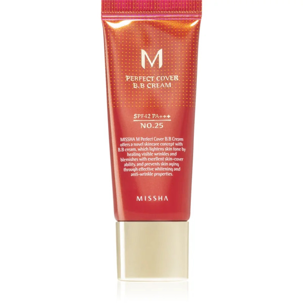  Missha M Perfect Cover Bb Cream With Very High Sun Protection Small Pack Shade No. 25 Warm Beige Spf 42/pa+++ 20 Ml 