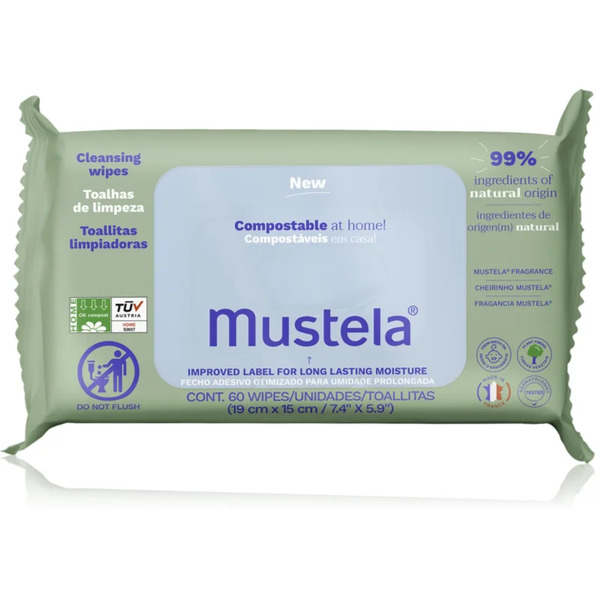  Mustela Compostable At Home Cleansing Wipes Cleansing Wipes With Fragrance For Children From Birth 60 Pc 