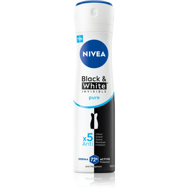  Nivea Invisible Black & White Pure Antiperspirant Deodorant That Prevents White And Yellow Stains 150 Ml 