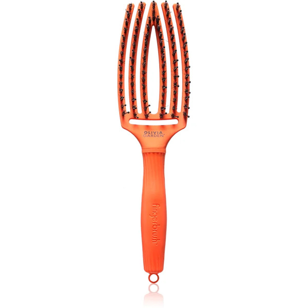 Olivia Garden Fingerbrush Boar & Nylon Hairbrush With Nylon And Boar Bristles Dolce Vita Orange Spritz 1 Pc 