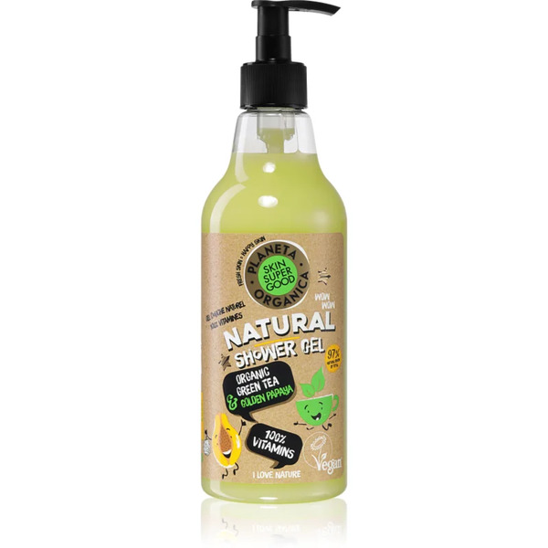  Organic Shop Skin Super Good Organic Green Tea & Golden Papaya Natural Shower Gel With Vitamins 500 Ml 