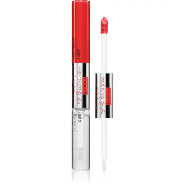  Pupa Milano Made To Last Lip Duo Long-lasting Liquid Lipstick With Shine Shade 007 - Coral Sunrise 2x4 Ml 