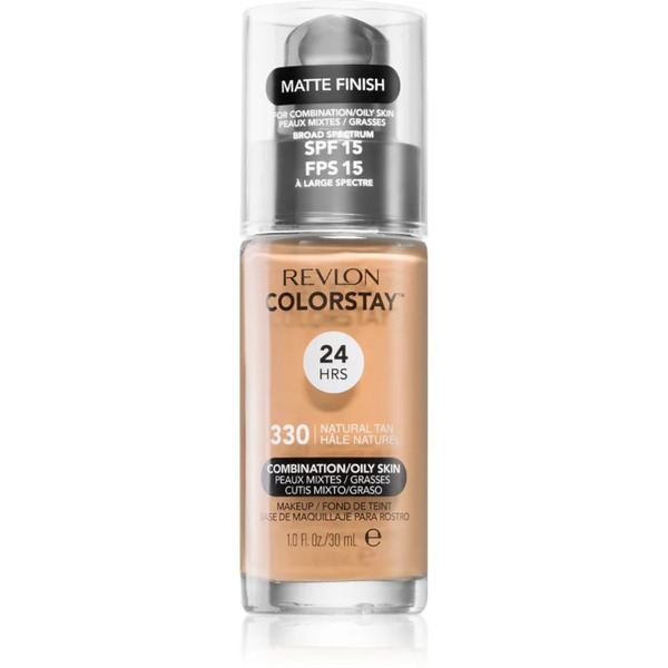  Revlon Cosmetics Colorstay™ Spf 15 Long-lasting Mattifying Foundation For Oily And Combination Skin Shade 330 Natural Tan 30 Ml 