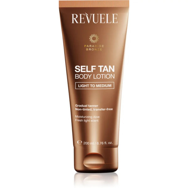 Revuele Paradise Bronze Self Tan Body Lotion Gradual Self-tanning Lotion Shade Light To Medium 200 Ml 