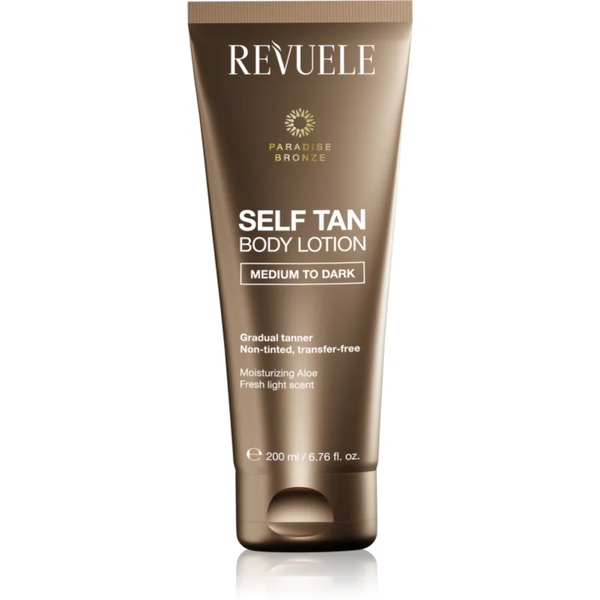  Revuele Paradise Bronze Self Tan Body Lotion Gradual Self-tanning Lotion Shade Medium To Dark 200 Ml 