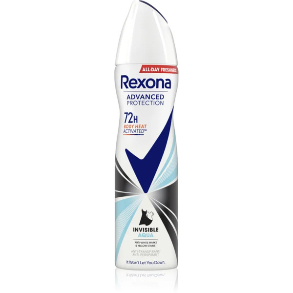  Rexona Advanced Protection Invisible Aqua Antiperspirant Spray To Treat White And Yellow Stains Aqua 150 Ml 