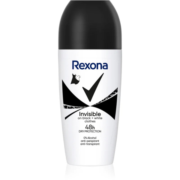  Rexona Invisible Black And White Roll-on Antiperspirant Roll-on To Treat White And Yellow Stains 50 Ml 