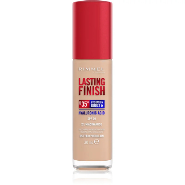  Rimmel Lasting Finish 35h Hydration Boost Hydrating Foundation Spf 20 Shade 050 Fair Porcelain 30 Ml 