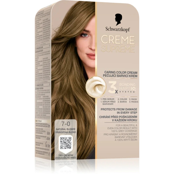  Schwarzkopf Creme Supreme Permanent Hair Dye Shade 7-0 Natural Blonde 60 Ml 