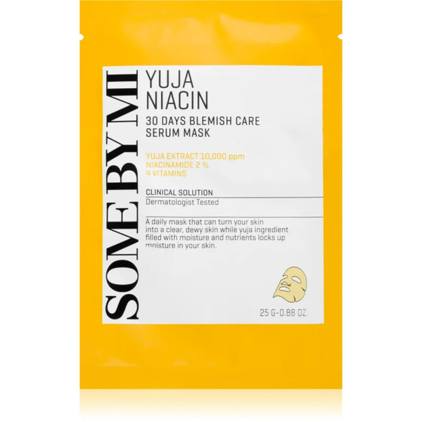  Some By Mi Yuja Niacin Blemish Care Serum Mask Brightening Sheet Mask For Oily And Problem Skin 25 G 