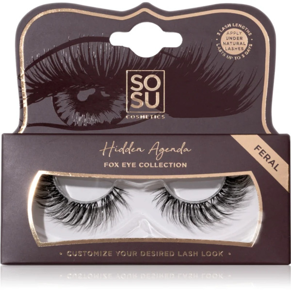  Sosu Cosmetics Hidden Agenda Fox Eye Collection False Eyelashes Shade Feral 1 Pc 