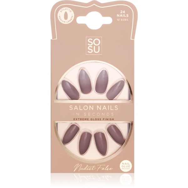  Sosu Cosmetics Salon Nails False Nails Shade Nudist 24 Pc 