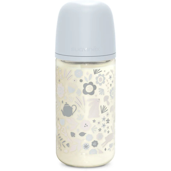  Suavinex Wonderland Sx Pro Physiological Anti-colic Glass Glass Baby Bottle M Medium Flow 3 M+ Liberty Blue 240 Ml 
