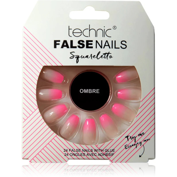  Technic Cosmetics False Nails Squareletto False Nails Ombre 24 Pc 