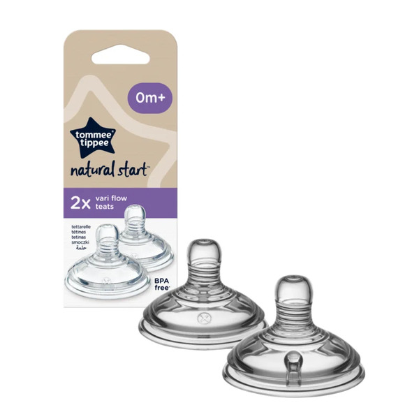  Tommee Tippee Natural Start Anti-colic Teat Baby Bottle Teat Variable Flow 0m+ 2 Pc 