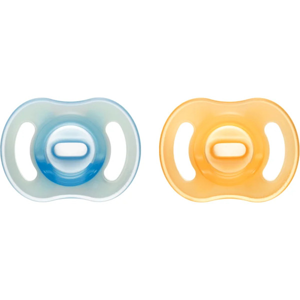  Tommee Tippee Ultra Light Night Dummy 6-18m Orange/ Blue 2 Pc 