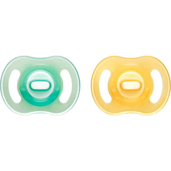  Tommee Tippee Ultra Light Night Dummy Yellow/ Green 0-6m 2 Pc 