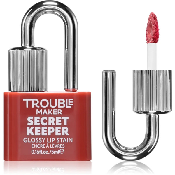  Trouble Maker Secret Keeper Lip Gloss Stain Lip Stain With Long-lasting Effect Shade Shifty Biz Rose Nude 5 Ml 