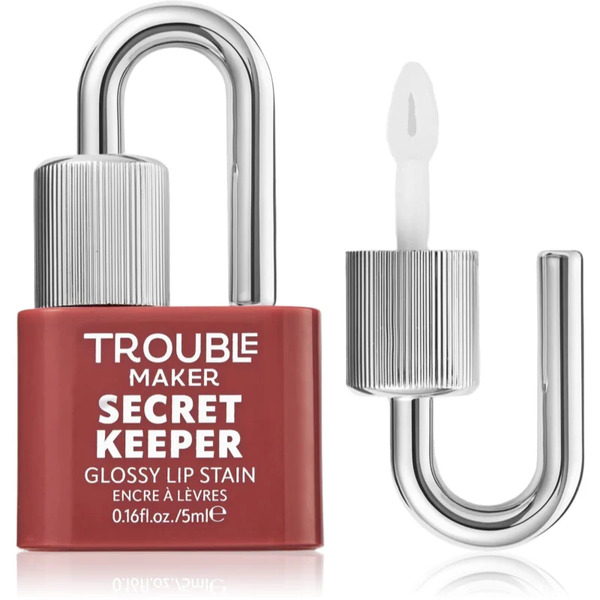  Trouble Maker Secret Keeper Lip Gloss Stain Lip Stain With Long-lasting Effect Shade Trickish Caramel Nude 5 Ml 