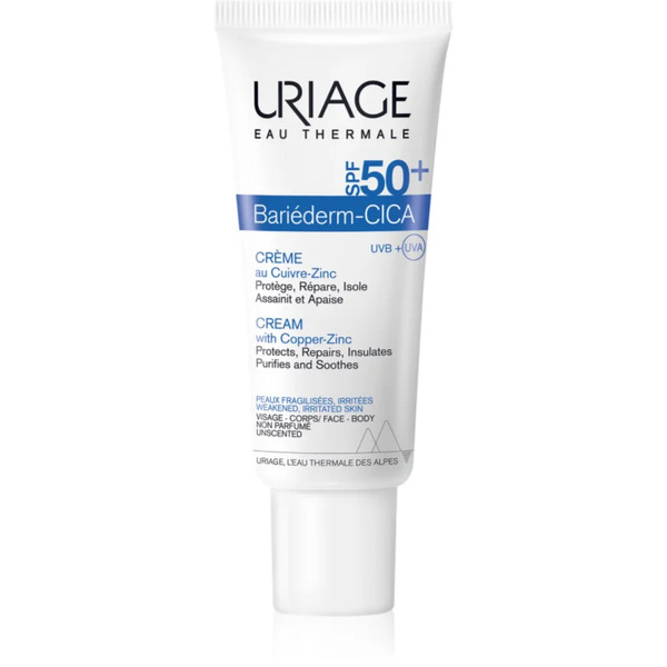  Uriage Bariéderm Cica-cream With Copper-zinc Spf 50+ Reparative Cream With Copper And Zinc Spf 50+ 40 Ml 