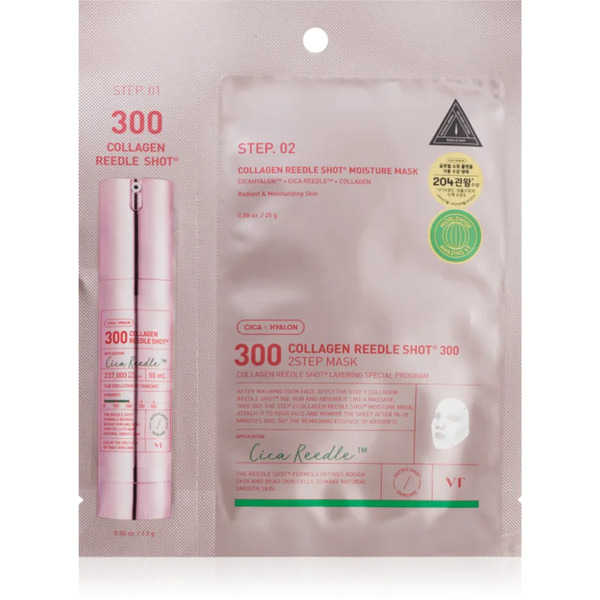  Vt Cosmetics Collagen Reedle Shot 300 2 Step Mask Lifting And Firming Mask For Two-phase Skin Treatment 26.5 G 