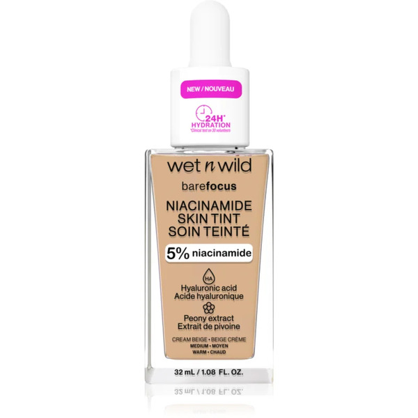  Wet N Wild Barefocus Niacinamide Skin Tint Lightweight Tinted Moisturiser Shade Cream Beige (warm) 32 Ml 