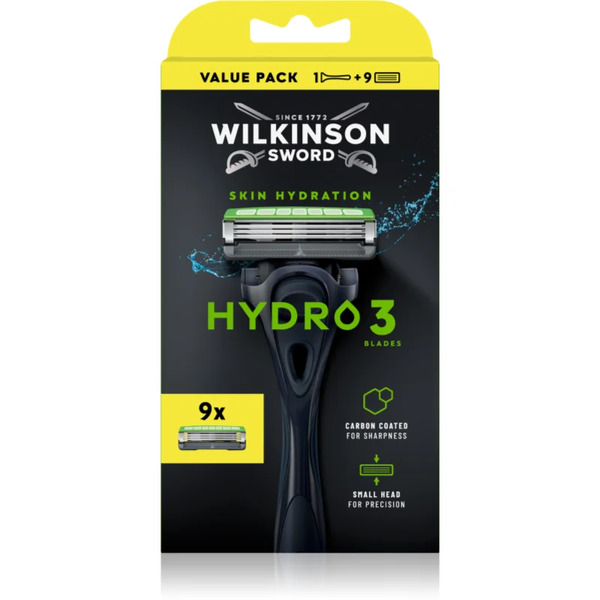  Wilkinson Sword Hydro3 Razor + Replacement Head 8 Pcs 