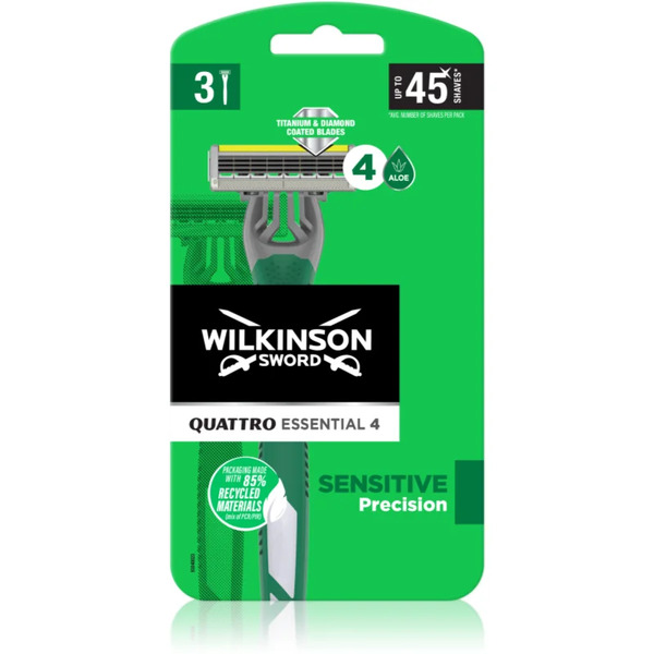  Wilkinson Sword Quattro Essential 4 Sensitive Precision Disposable Razors 3 Pc 