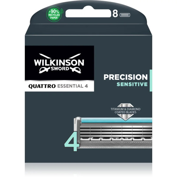 Wilkinson Sword Quattro Essential 4 Titanium Sensitive Replacement Blades 8 Pc 