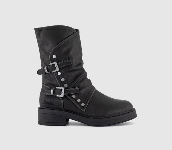  Blowfish Womens Venice Double Buckle Boots Black, 3 