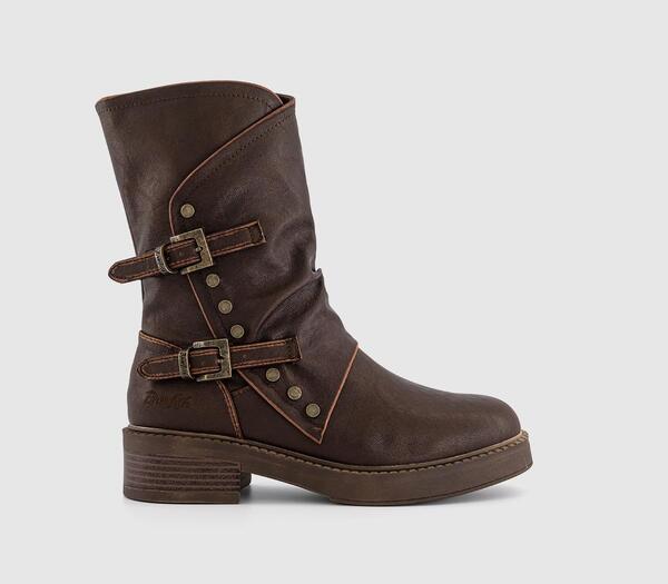  Blowfish Womens Venice Double Buckle Boots Brown, 3 