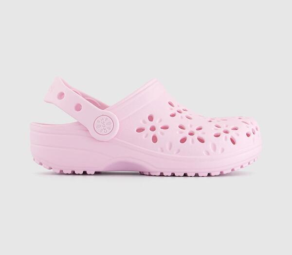  Crocs Classic Floral Cut Out Kids Clogs Pink Milk, 2 