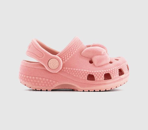  Crocs Kids Classic Velvet Bow Clogs Toddler Powder Pink, 7infant 